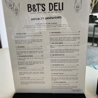Main menu  at B&T's Deli in Santa Monica
