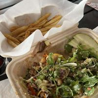 The fries are from a different truck    at Rook & Larder in Lincoln City