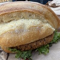 vegan schnitzel sandwich  at Kamps in Frankfurt