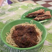 Meatless spaghetti & toastie at Karma Kitchen in Siolim