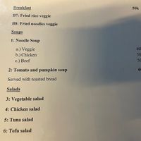 Some vegan soups and salads  at Woodstock Beach Camp in Hai Phong