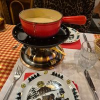 Vegan fondue at Auberge de Savièse in Geneva