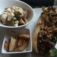 vegan lobster roll with poutine and scallops at enVie A Vegan Kitchen in Halifax