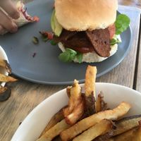 Burger at enVie A Vegan Kitchen in Halifax