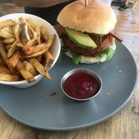 Burger at enVie A Vegan Kitchen in Halifax