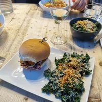Fried chicken burger at enVie A Vegan Kitchen in Halifax