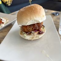 Fried chicken burger  at enVie A Vegan Kitchen in Halifax