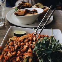 Pad Thai and “double bacon cheese”burger at enVie A Vegan Kitchen in Halifax