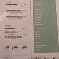 Vegan menu at Haute Dolci - Wembley in North West London
