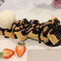 Vegan chocolate waffles with vanilla ice cream at Haute Dolci - Wembley in North West London