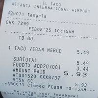 Cowboy bean, poblano pepper, corn, pico de gallo guacamole, corn tortilla at ATL - The Original El Taco in College Park