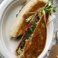 Vegan melt on Turkish breadd  at The Mushroom in Balingup