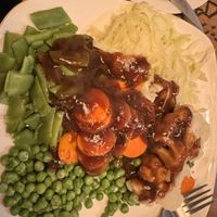 Steamed veggies with vegan gravy  at Toby Carvery - Highnam in Gloucester