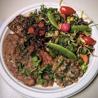 Frittata with beans and salad at Buddha Barge  in Hoddesdon