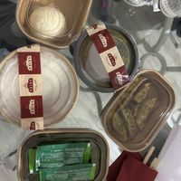 chocolate bao, edamame, curry and rice dish, and the vegan gyoza  at Ramen Bar Akira in Rome