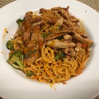 Rasta pasta with vegetarian ";chicken"; at Mango's Caribbean Cookhouse in Huntsville