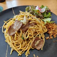 Vegan beef with fried noodles at Maison Viet Olomouc in Olomouc