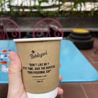 Upstairs seating comes with takeout cup unfortunately   at 84th Brickyard in Hanoi