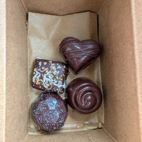 Vegan truffles - blueberry/lemon, caramel, peanut butter, ginger at Grocer's Daughter Chocolate Gelato + Sweets Shop in Empire
