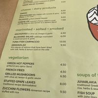 Vegetarian menu (2023)  at Glossitses in Crete