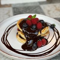 Nutella pancakes at Viatger Café in Barcelona