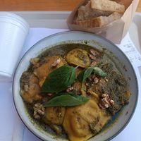 Vegan pesto & sweet potato raviolis at Re'llenitas Pastas - Box Garden in Punta Del Este