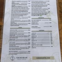 Menu  at Sand Bar Beach House in Playa Del Carmen