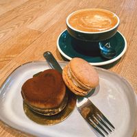 vanilla macaroon, and a raw tiramisu style cake at LO Café in Vilnius