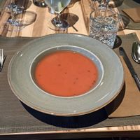 Beet root + truffles soup at Harfa in Ljubljana