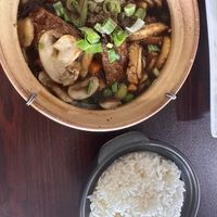 Braised fish with pepper and side of rice (not my favorite dish but still good)  at Thanh Luong Vegetarian in Minnetonka