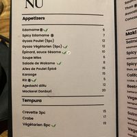 Menu  at Aiseki Sushi in Verbier