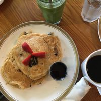 Vegan blueberry pancakes  at The Refectory Cafe in Durham