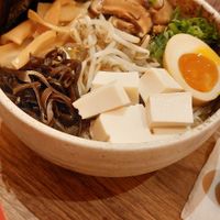 Miso Vegetarian Ramen (with extra noodles)
(Light veggie dashi from kombu & shiitake with umami miso tare, silken tofu, marinated egg, menma, soy sprouts, nori & mushrooms)
€16 at Umamido - Vooruit in Ghent