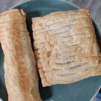Vegan sausage roll and vegan steak bake at MAN - Greggs - T1 in Manchester