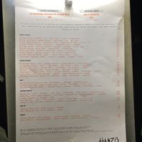 Menükarte  at Hanzo - Vesterbro in Copenhagen