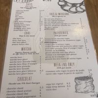 Menu  at Helen's Book in Paris