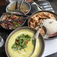 Thai green curry and asian slaww  at Rice Queen in Fitzroy