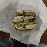 Vegan sausage and mushroom sandwich at Norma's Corner Shoppe in Ridgewood