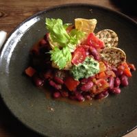 Chili with Rice and mung bean chips  at Beach Muffin in Zushi