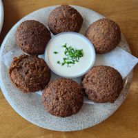 Falafels & tahini at AlTayeb Restaurant in Dearborn