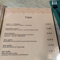 Vegan menu at Namaste Linden in Hannover