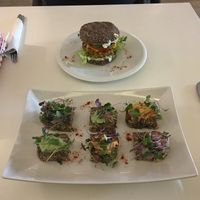 Burger and bruschetta at Rawdia in Bucharest