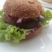 Raw vegan burger at Rawdia in Bucharest