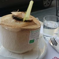 Fresh coconut water! at Rawdia in Bucharest