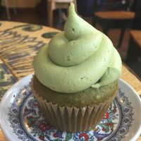 vegan matcha green tea cupcake at Infini-T Cafe and Spice Souk in Princeton