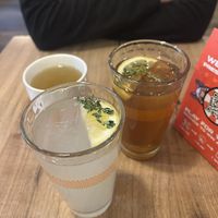 Yuzu lemonade was amazing! (The one infront)  at Umamido - Honest Ramen in Brussels