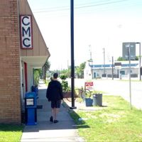 nondescript storefront - look for the 'CMC' sign at Radical Press Coffee Collective in Gainesville