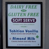 The menu showing the two dairy free vegan soft serve options. at The Yogurt Station in Pleasant Ridge