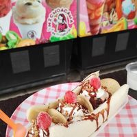Banana split at La Michoacana es Vegana in Mexico City