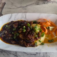 Vegan Eggplant Stew with FuFu at Legacy Village West African Cuisine in Muncie